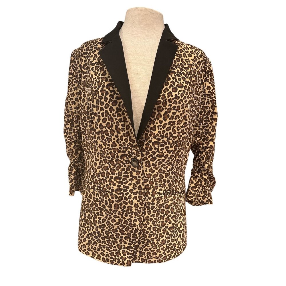 Rachel Zoe Leopard Print Blazer Medium Polyester/Spandex Blend
